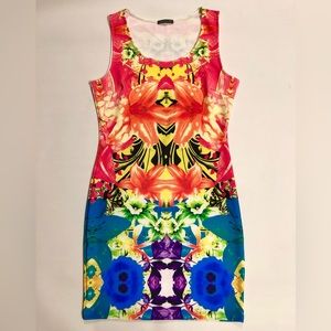 NWOT Colorful Tropical Fitted Dress